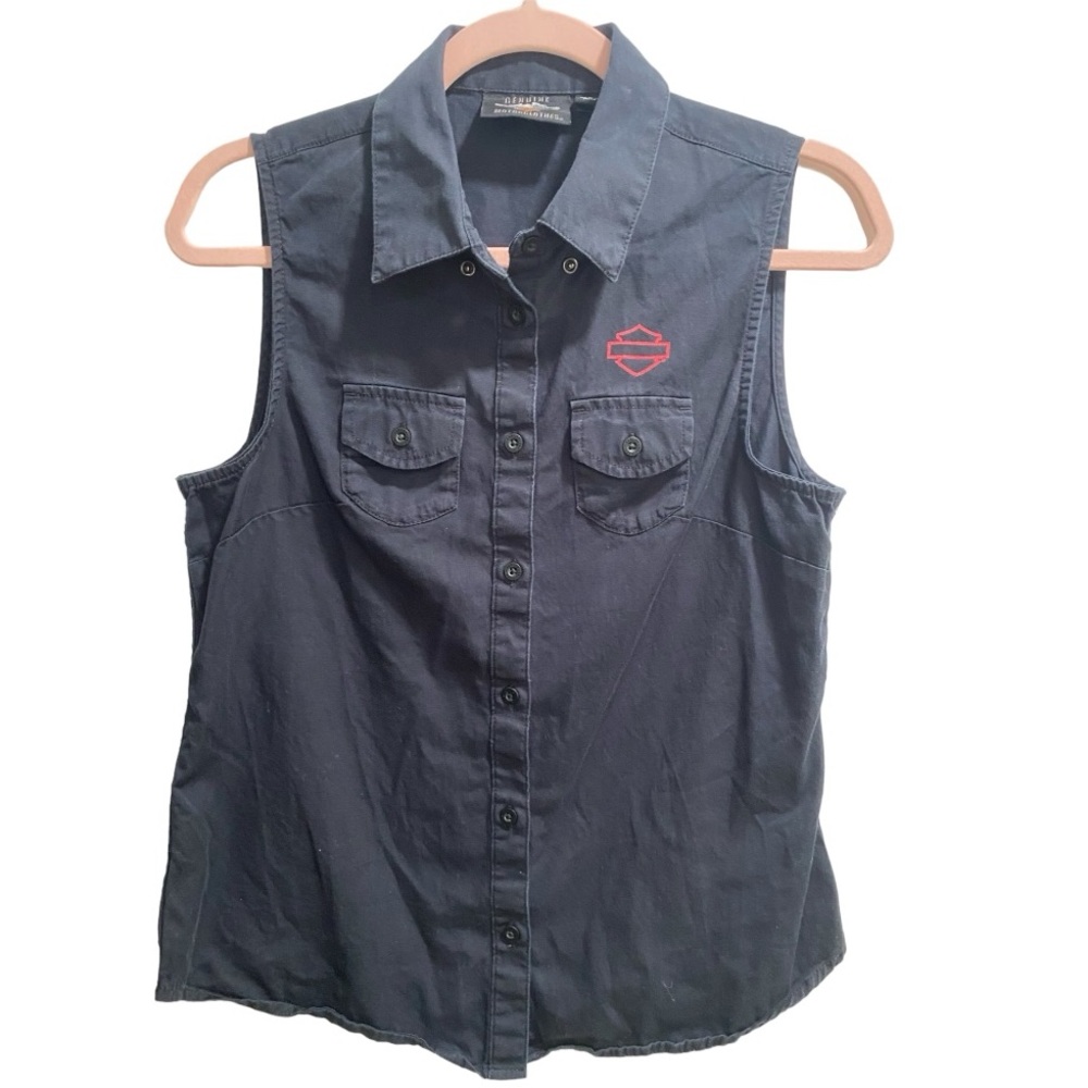 Women's Rose Graphic Sleeveless Harley Davidson‎ Motorcycles Shirt, size Small